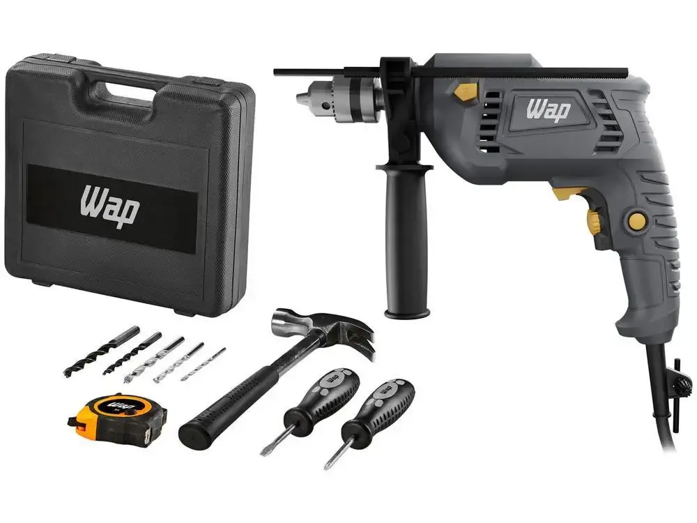 Furadeira e Parafusadeira de Impacto Wap 700W com Maleta 12 Peças WF 700K10 - 1