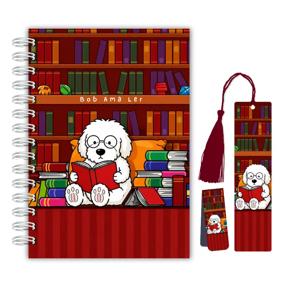 Planner Diário de Leitura – Cachorrinho Leitor | Capa Dura com Marcador Tassel e Marcador Magnético – Organização Literária e Presente para Leitores Bob Ama Ler