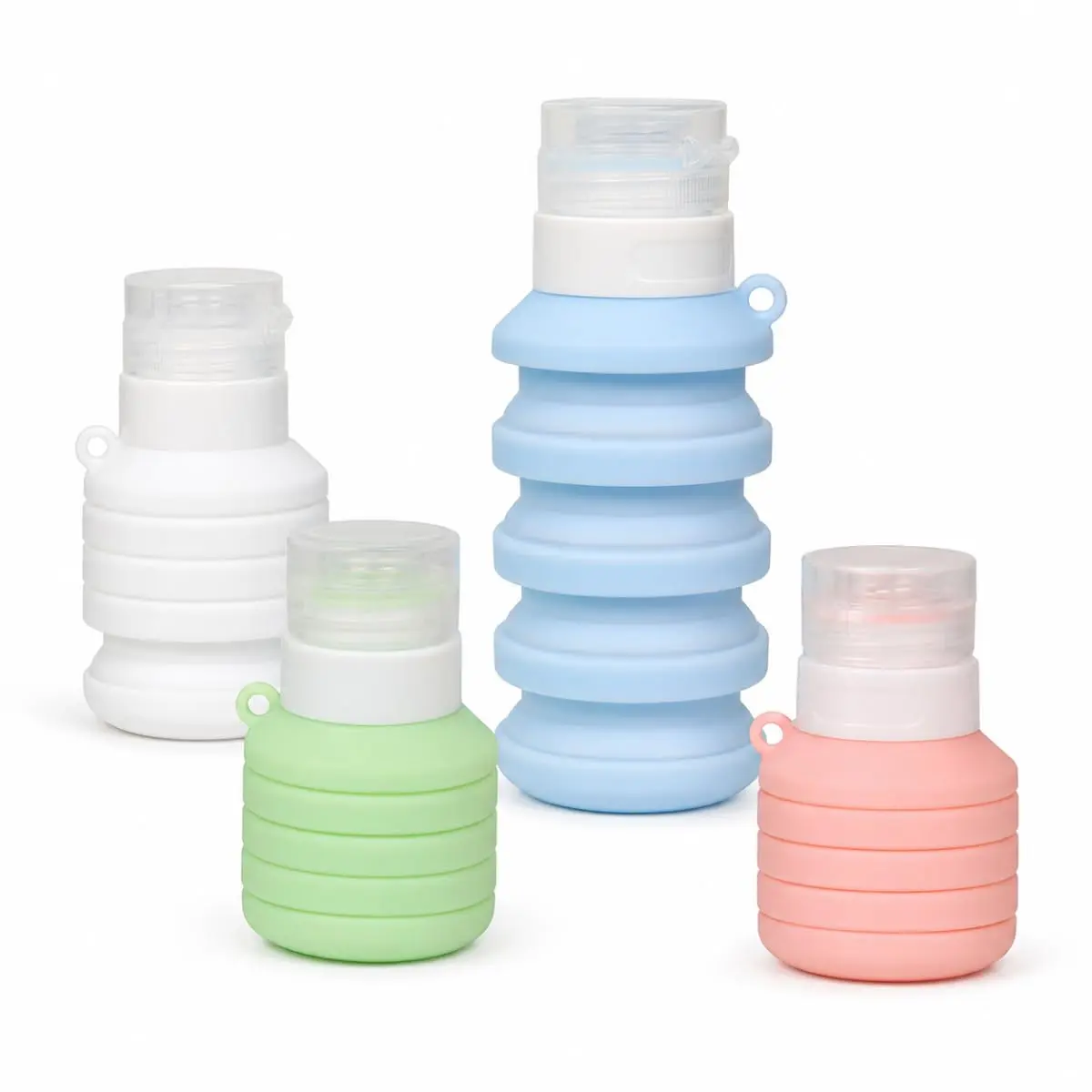 Kit 4 Frascos De Silicone Retrátril 110ml Viagem Antivazamento Premium