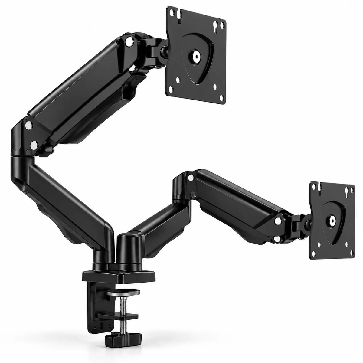 Suporte Articulado para 2 Monitores 10 a 27 Polegada | VESA 75x75 e 100x100 Ajuste de Altura Rotação 360° Fixação por Morsa ou Parafuso
