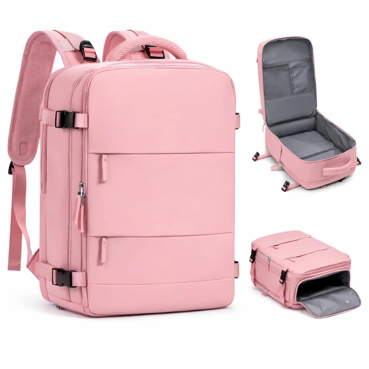 Mochila Viagem Avião Impermeável Bagagem de Mão Low Cost Porta Notebook | Viral com Bolsos Isolados para Sapatos, Roupas Molhadas, Porta USB