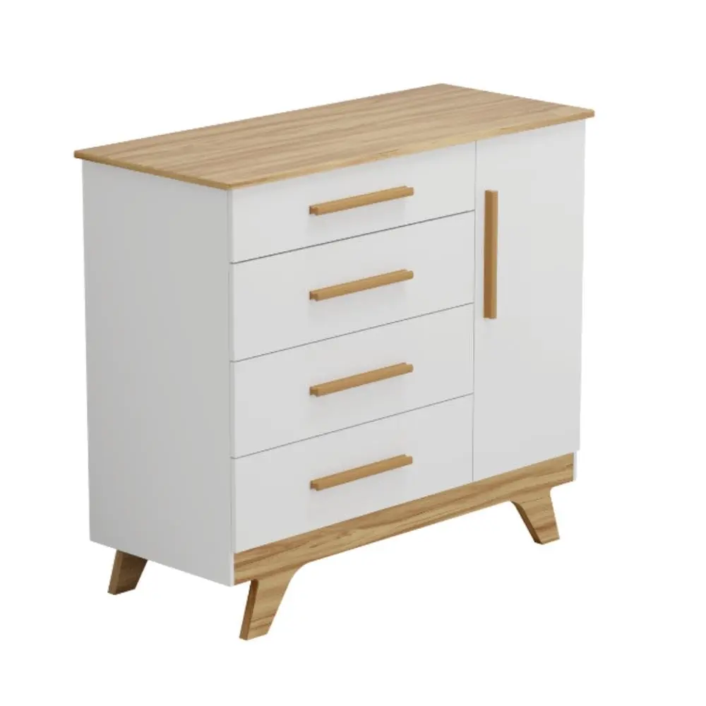 Cômoda Infantil 3 Gavetas 1 Porta 100% MDF Popy Retro Peroba - 1