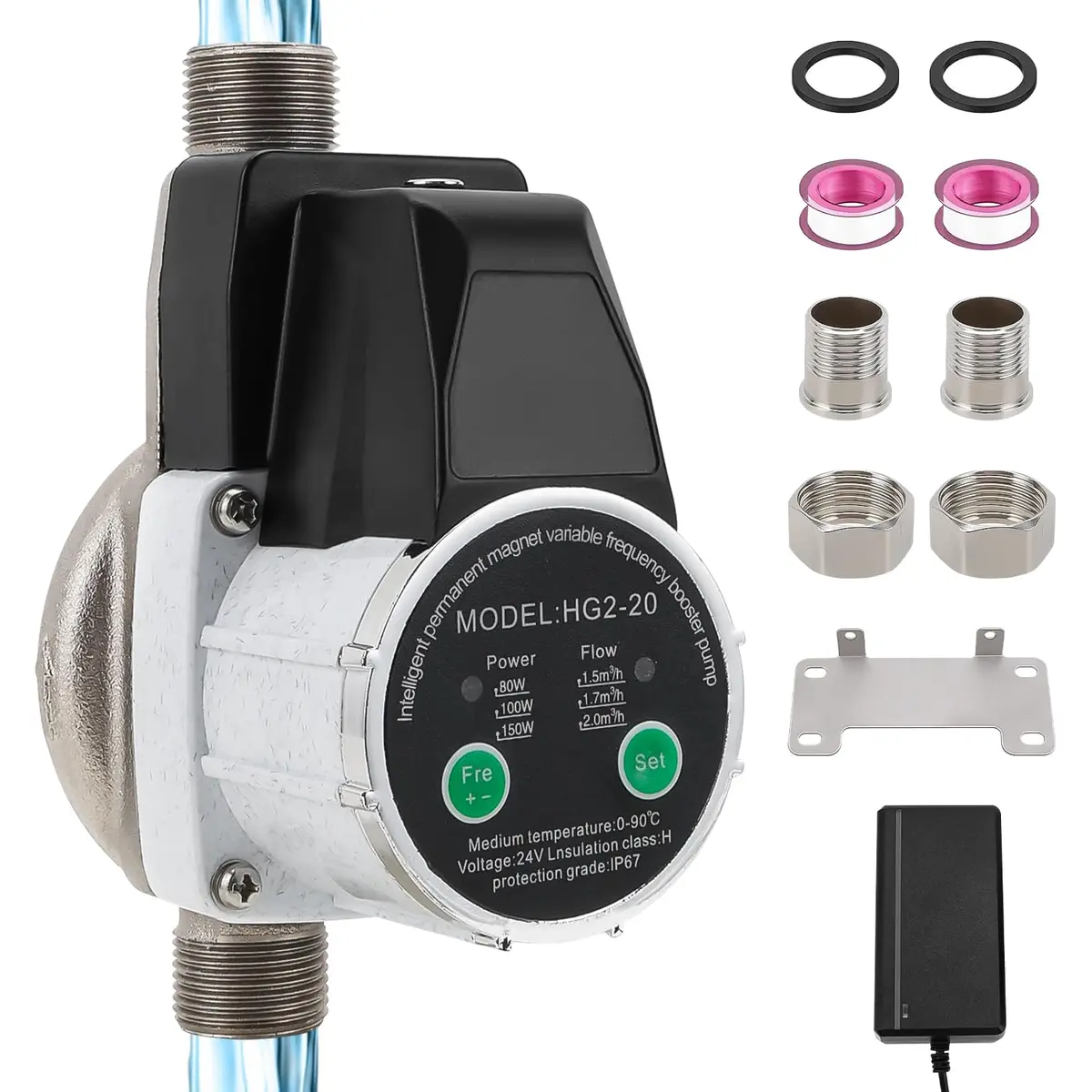 TRUERZA Bomba Pressurizadora de Água, 300W, 2100L/h, 100-240V, Automática, Ajustável, Silenciosa - 1