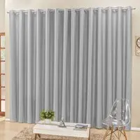 Cortina 2 Mts Sala Quarto Escritório Semiblackout para Trilho Suisso Cinza - 100% Poliéster - 1