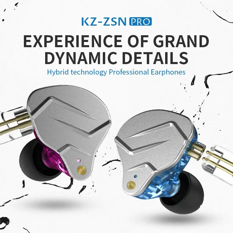 Kz zsn pro pendurado no monitor de ouvido fones tecnologia metal alta fidelidade graves esporte com cancelamento ruído fone zsx gamer microfone x - 1