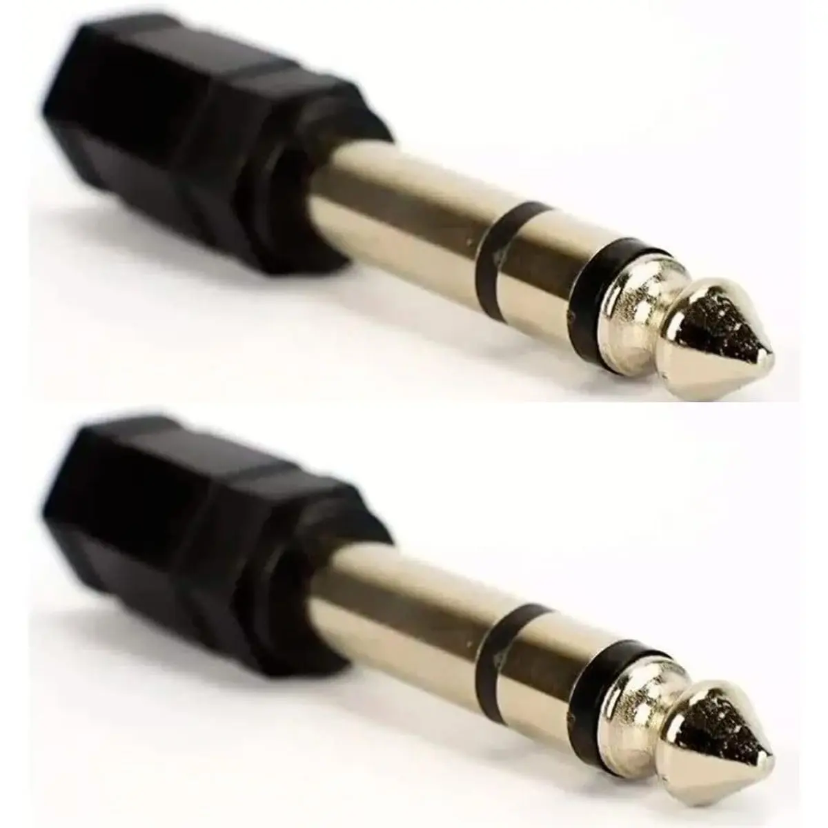 KIT 2 Adaptador Plug Conector P2 Fêmea Para P10 Macho Estéreo Auxiliar Som Multifuncional PREMIUM - 1