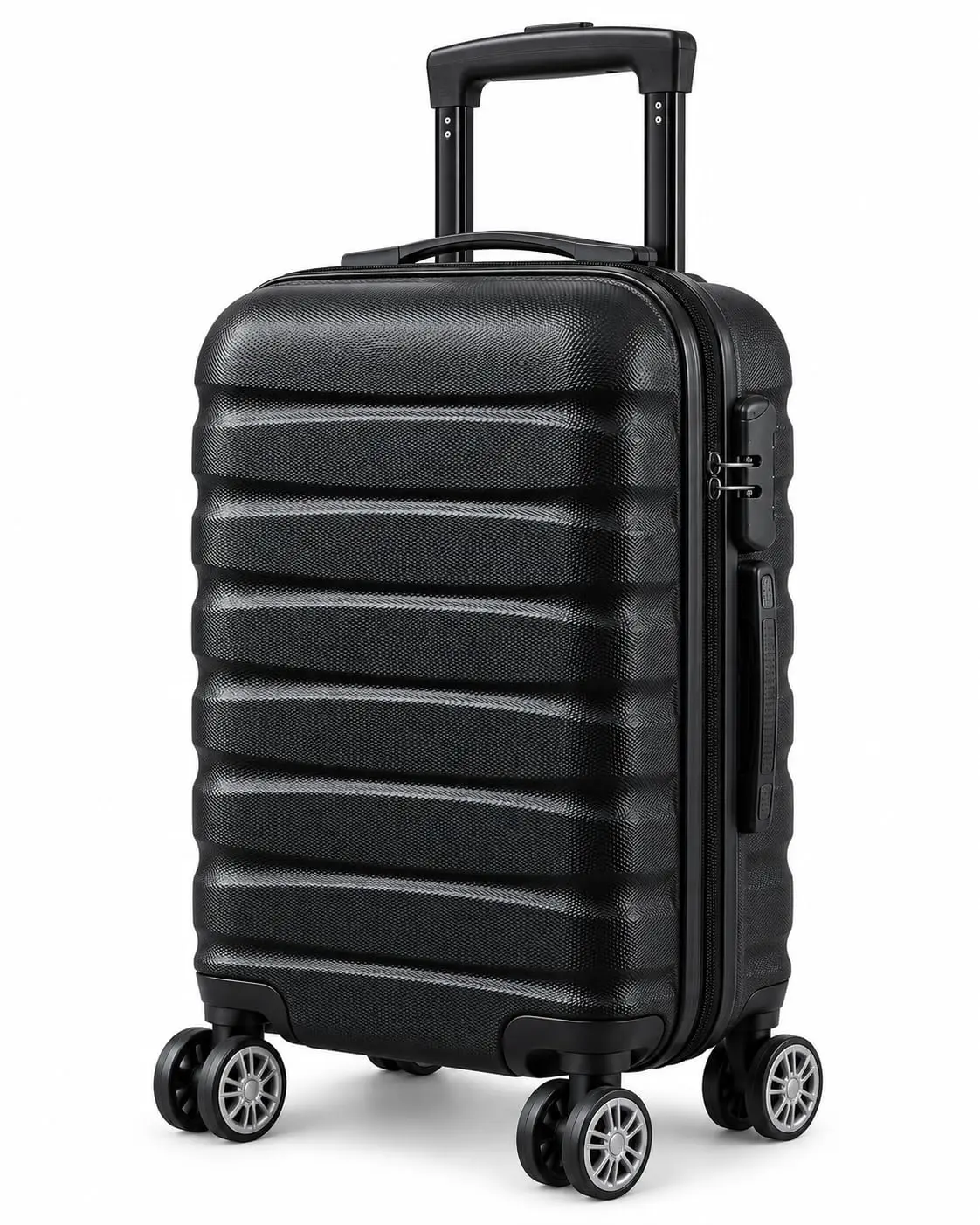 Mala de Viagem 20" 23x48 cm de Bordo até 10kg, Rígida e Espaçosa, Rodas Duplas 360° Removíveis, Cadeado com Senha, Preta