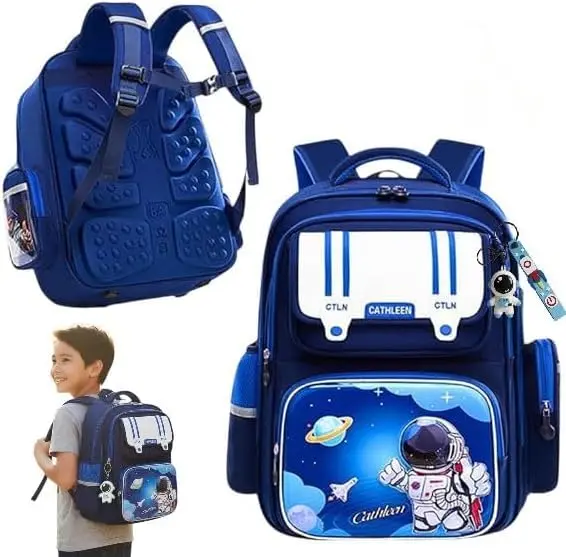 Mochila Escolar Infantil Astronauta, Ortopédica, Acolchoada, Reforçada, para Meninos 6-13 Anos com chaveiro - 1
