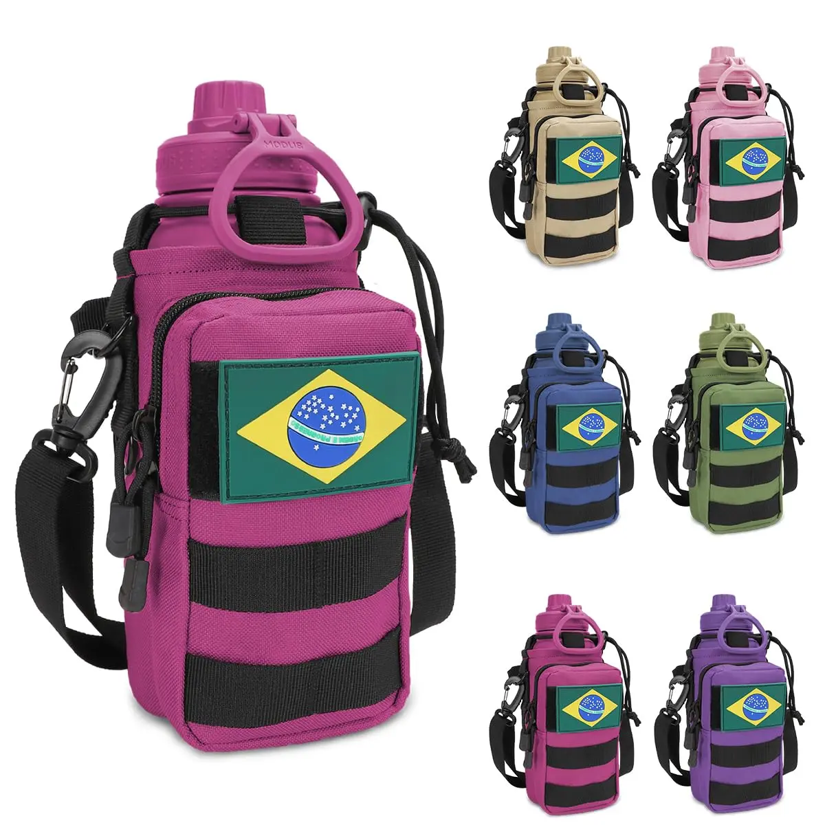950mL Garrafa Térmica Aço Inoxidável Com Alça Paracord (Rosa Choque Bolsa) - 1