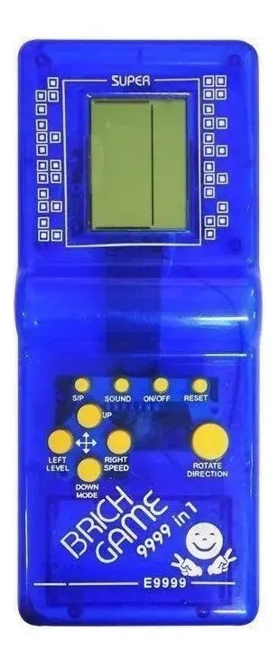 Console Portátil Brick Game 9999 em 1 Tela 3'' Azul-Transparente