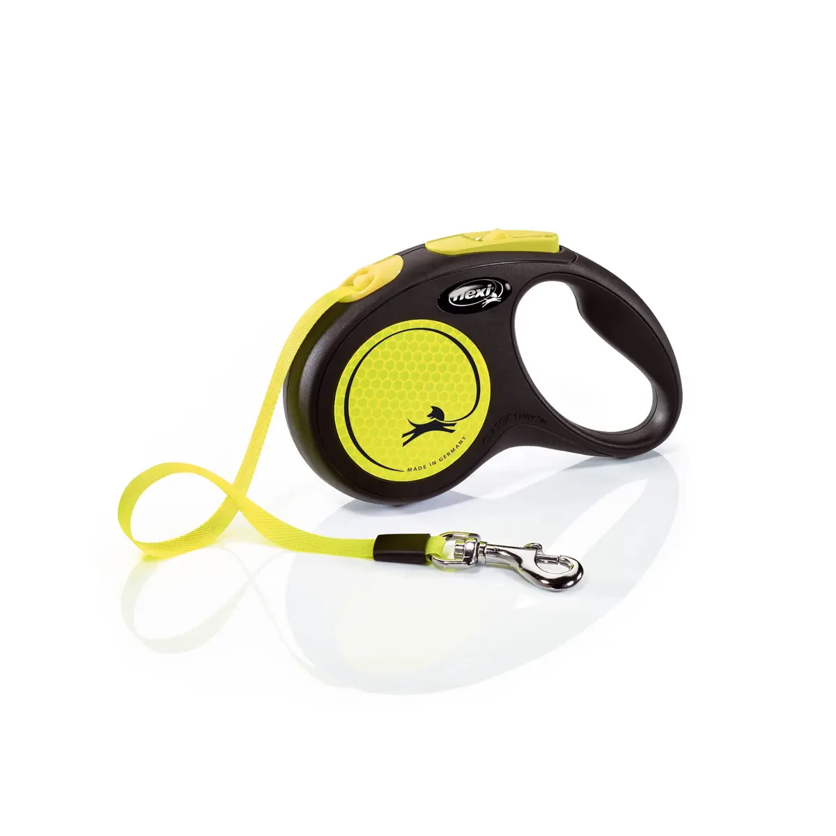 Guia Retrátil de Fita FLEXI Nova, Preto e Neon, 16 ft | Tamanho Small, 40,6 cm