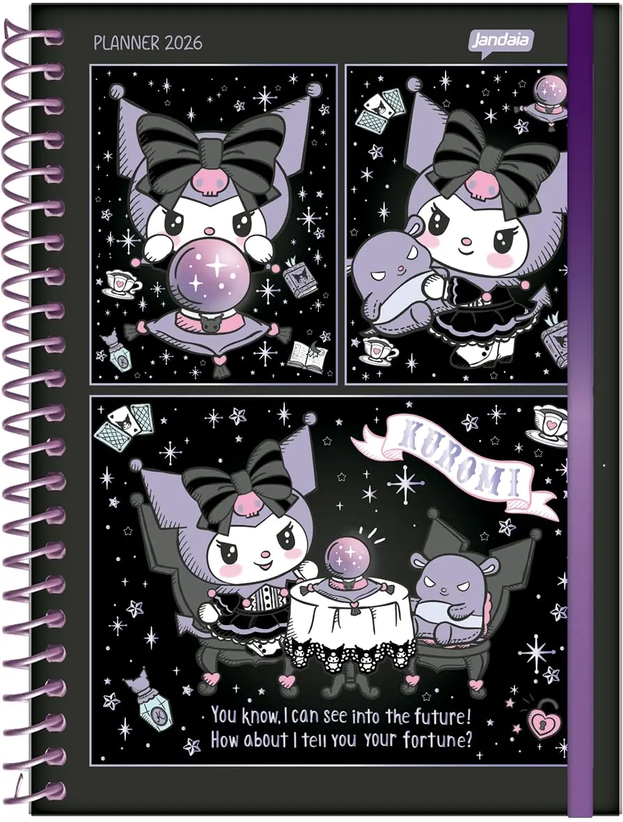 Jandaia - Planner Espiral 175X242mm CD 160Pgs Kuromi Bola de Cristal 2026 FSC
