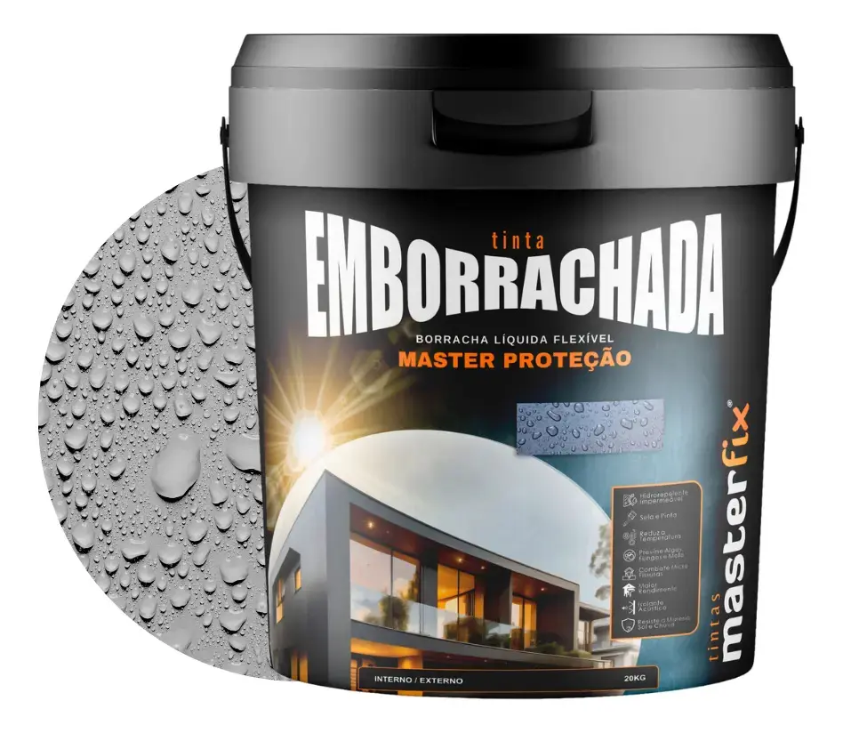 Tinta Emborrachada Masterfix 4kg Impermeável Flexível Acabamento Fosco Cor Nanquim