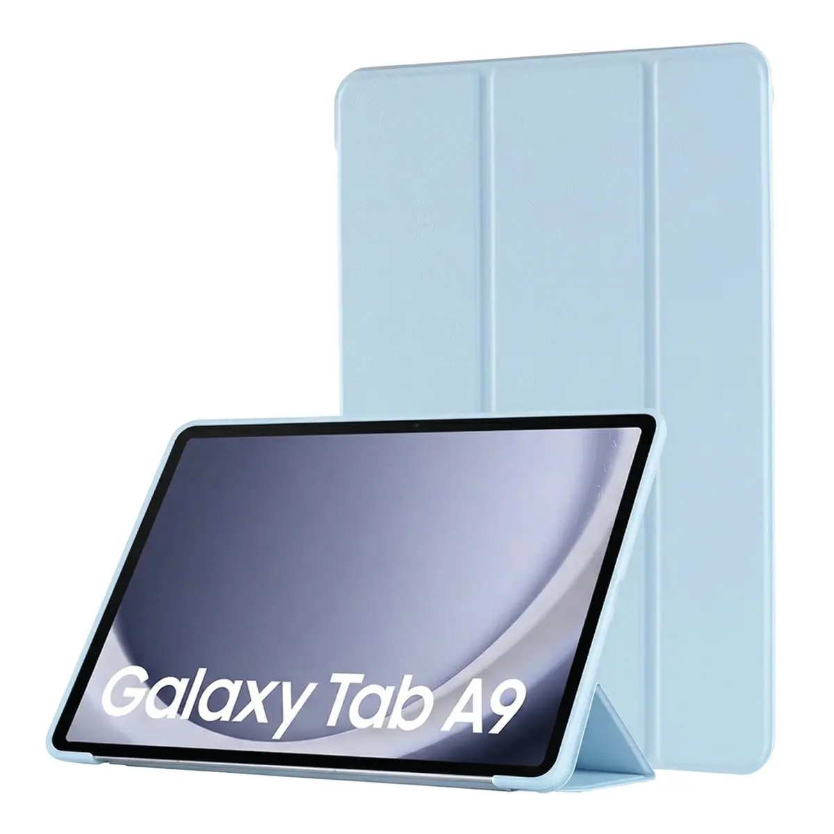 Capa compatível com Samsung Galaxy Tab A9 e A11 8.7 Silicone Aveludado com Tampa Magnética Liga Desliga Automático, Suporte Dobrável Multiângulo Estudo Vídeos Leitura (Azul ice)