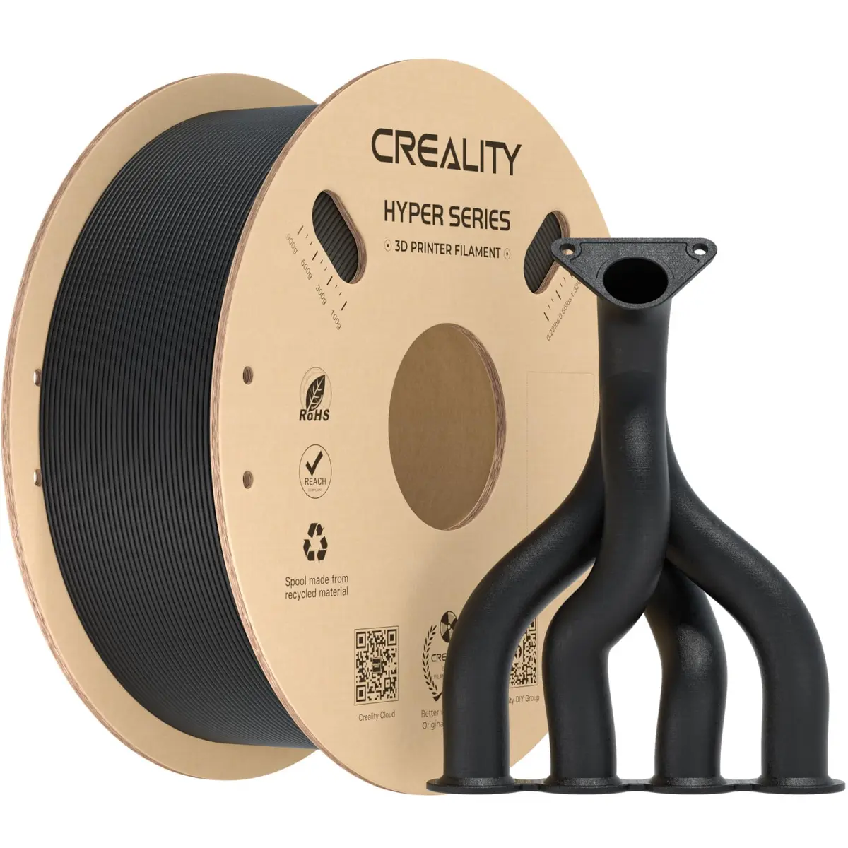 Filamento de Fibra de Carbono Creality 1,75mm para K1C, Filamento para Impressora 3D Projetado para Alta Velocidade 50-300mm/s, Carretel de 1kg(2,2lbs) Hyper PLA-CF Filamento, Precisão Dimensional ±