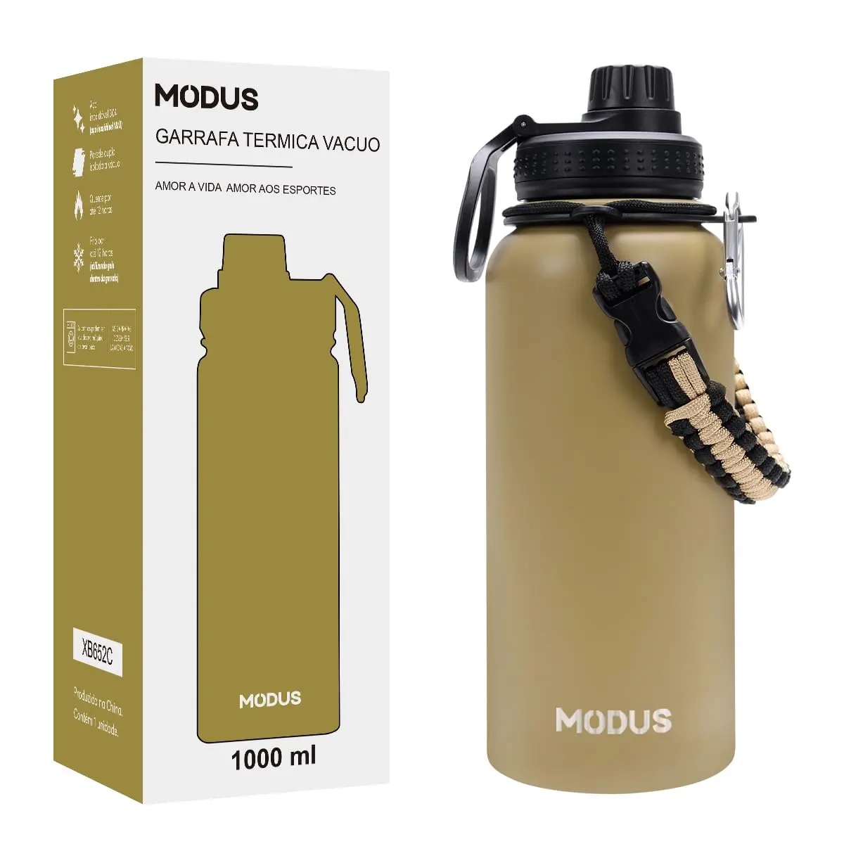 MODUS Garrafa Térmica Esportiva De Inox Com Isolamento A Vácuo 950ML | Caqui