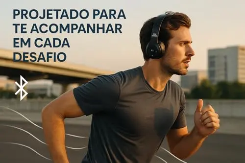 Fone de Ouvido Headphone P47 Sem Fio Bluetooth Wireless Micro Sd 5.0 Dobrável Com Microfone Regulável Para Corrida Academia Escritório Caminhada Linha Premium (Preto) thumbnail 5