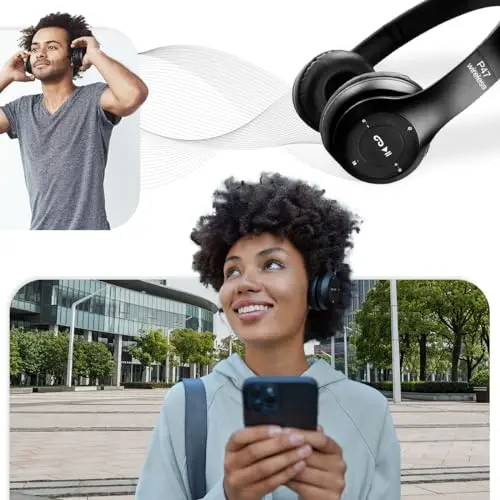 Fone de Ouvido Headphone P47 Sem Fio Bluetooth Wireless Micro Sd 5.0 Dobrável Com Microfone Regulável Para Corrida Academia Escritório Caminhada Linha Premium (Preto) thumbnail 7