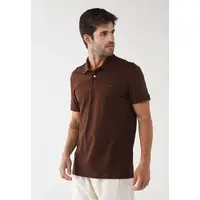 Polo Masculina Colcci Logo Bordado Marrom