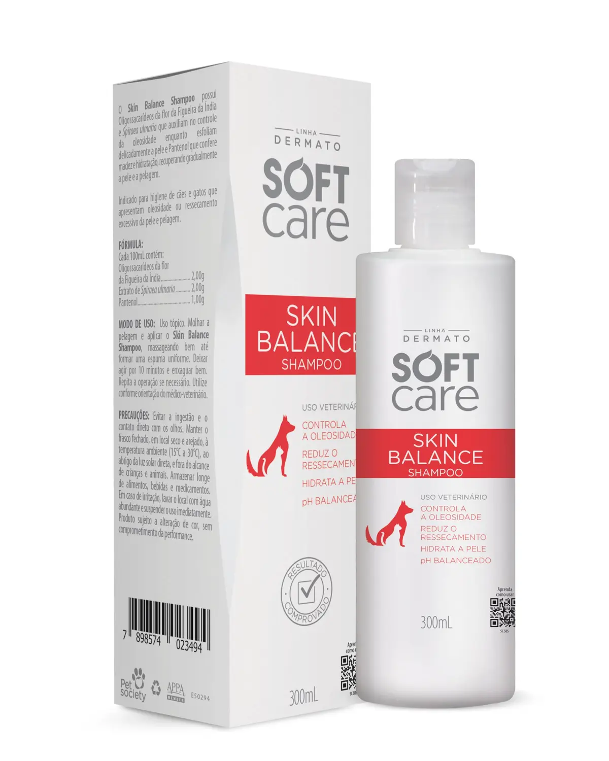 Soft Care Skin Balance Shampoo Equilíbrio 300ml Cães e Gatos Pet Society