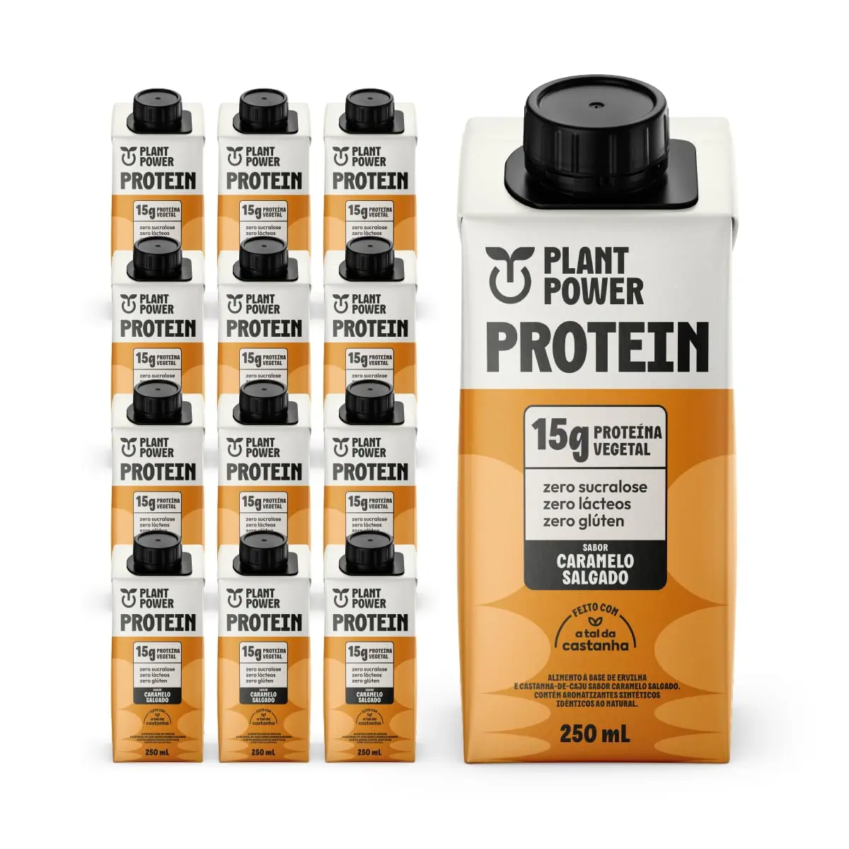 ​P​ack Plant Power Bebida Vegetal sabor Caramelo Salgado - 15g de proteína​, ​250ml​, 12 unidades, Líquido