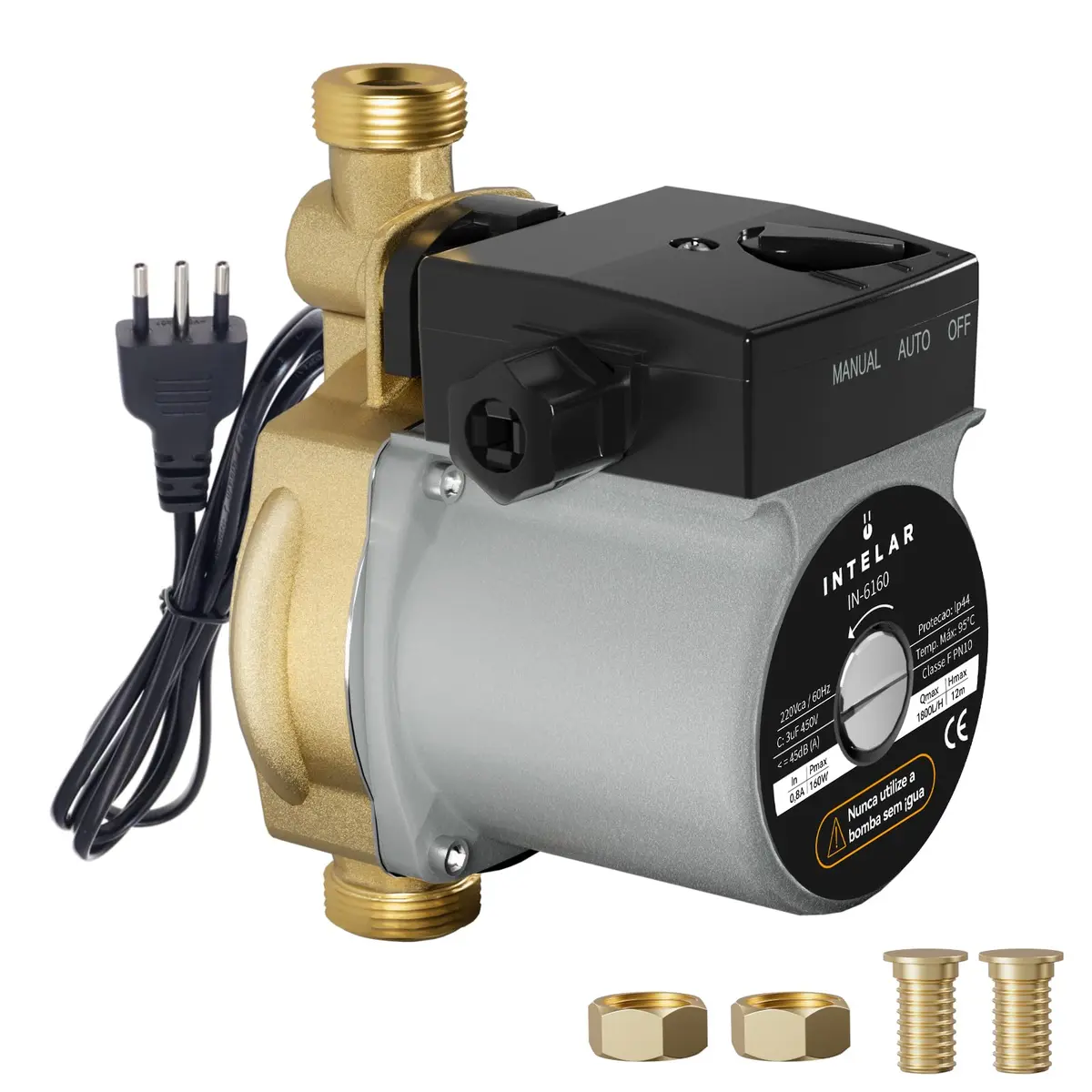 Bomba Pressurizador de Agua 220V AC 60HZ Elevação de 20M 3450r/Min Bomba de Pressão de Agua para RV Caravana Marítimo Industrial Jardim Piscinas Aquários Drenagem de Banheira de Hidromassagem(160W)