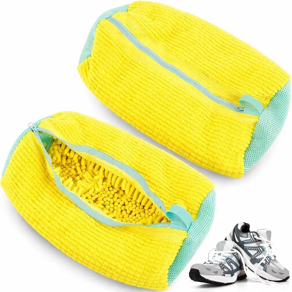 Kit com 2 Bolsas Premium para Lavar Tênis e Sapatos na Máquina, Malha Chenille Protetora Reutilizável com Zíper, Protege Contra Danos e Desgastes – Qualidade Premium LNMAX® - 1