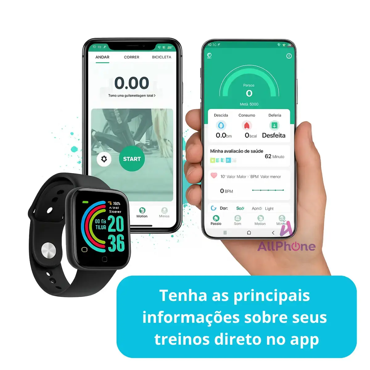 Relogio Smartwatch Digital Masculino / Feminino Bluetooth Ios Android 41mm Preto Allphone thumbnail 4