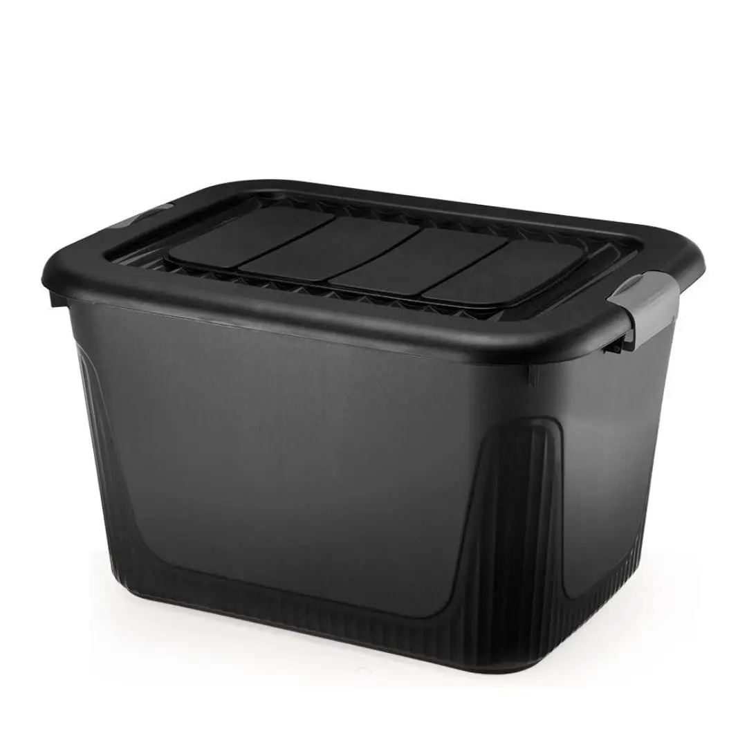 Caixa Organizadora Container 30 Trava/roda Plasnorthon Preto | Fabricada em Polipropileno alta resistência, empilhável, com rodízios para facilitar o deslocamento, seguro, forte e leve.