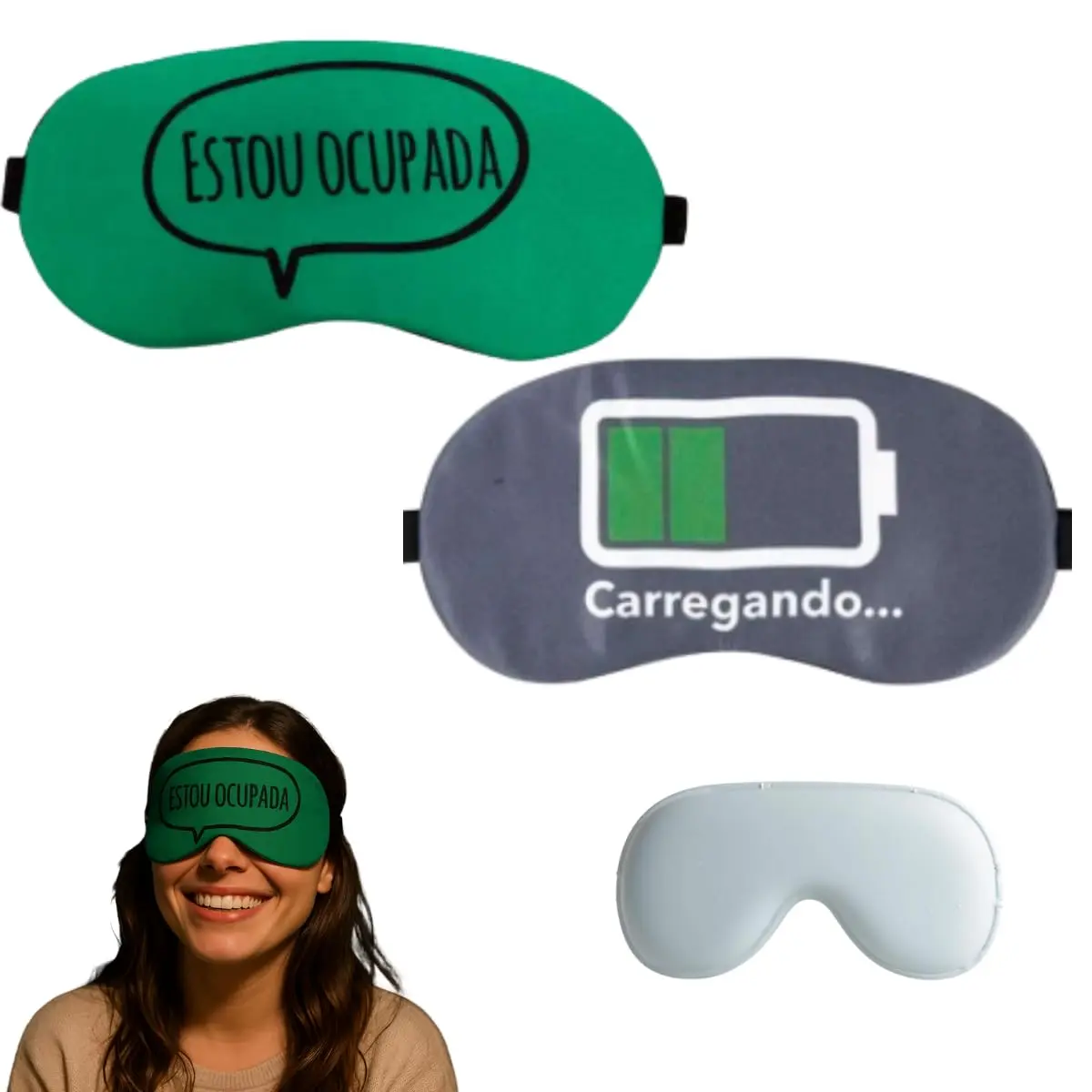 Mascara De Dormir Tapa Olho Embutido Confortável Unissex Viagem Anti Olheiras Bloqueio de Luz Blackout Claridade Luminosidade Premium Repouso Tampão Protetor Divertido Motivacional