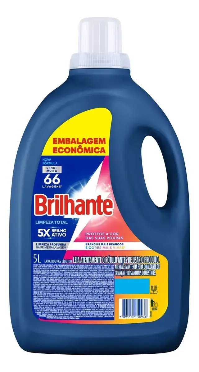 Lava Roupas Líquido Brilhante Limpeza Total 5 L Tira Manchas