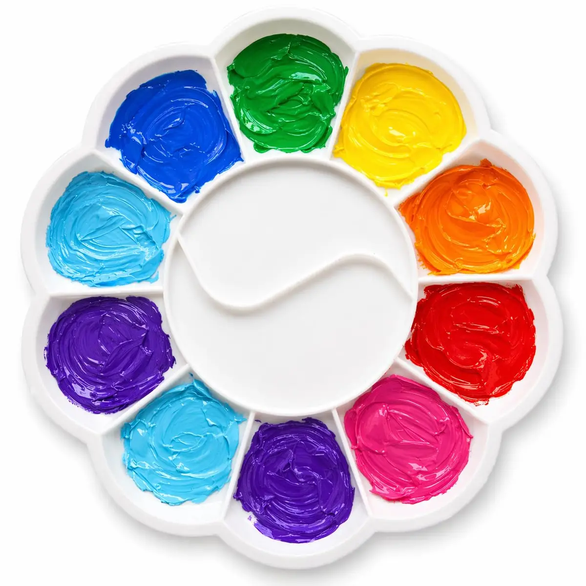 Paleta Godê de Pintura Flor com 12 Cavidades + Área Central para Mistura | Bandeja para Tintas Acrílicas, Guache e Aquarela | Leve, Reutilizável e Fácil de Limpar - 1