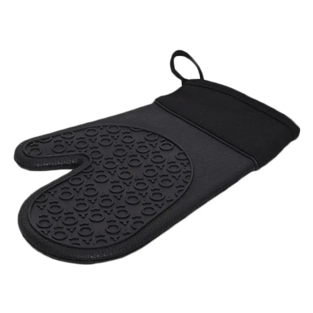 Mimo Style Luva de Silicone Preta com Tecido no Pulso, Suporta Temperaturas de Até 220ºC Sem Transferência de Calor e Sem Causar Ferimentos às Mãos, Silicone de e Durabilidade
