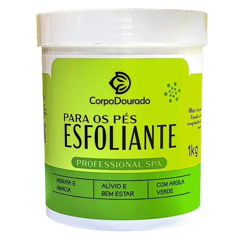 Esfoliante para os Pés em Creme Corpo Dourado, 1kg | Com Argila Verde, Hidrata, Amacia, Ativa a Circulação