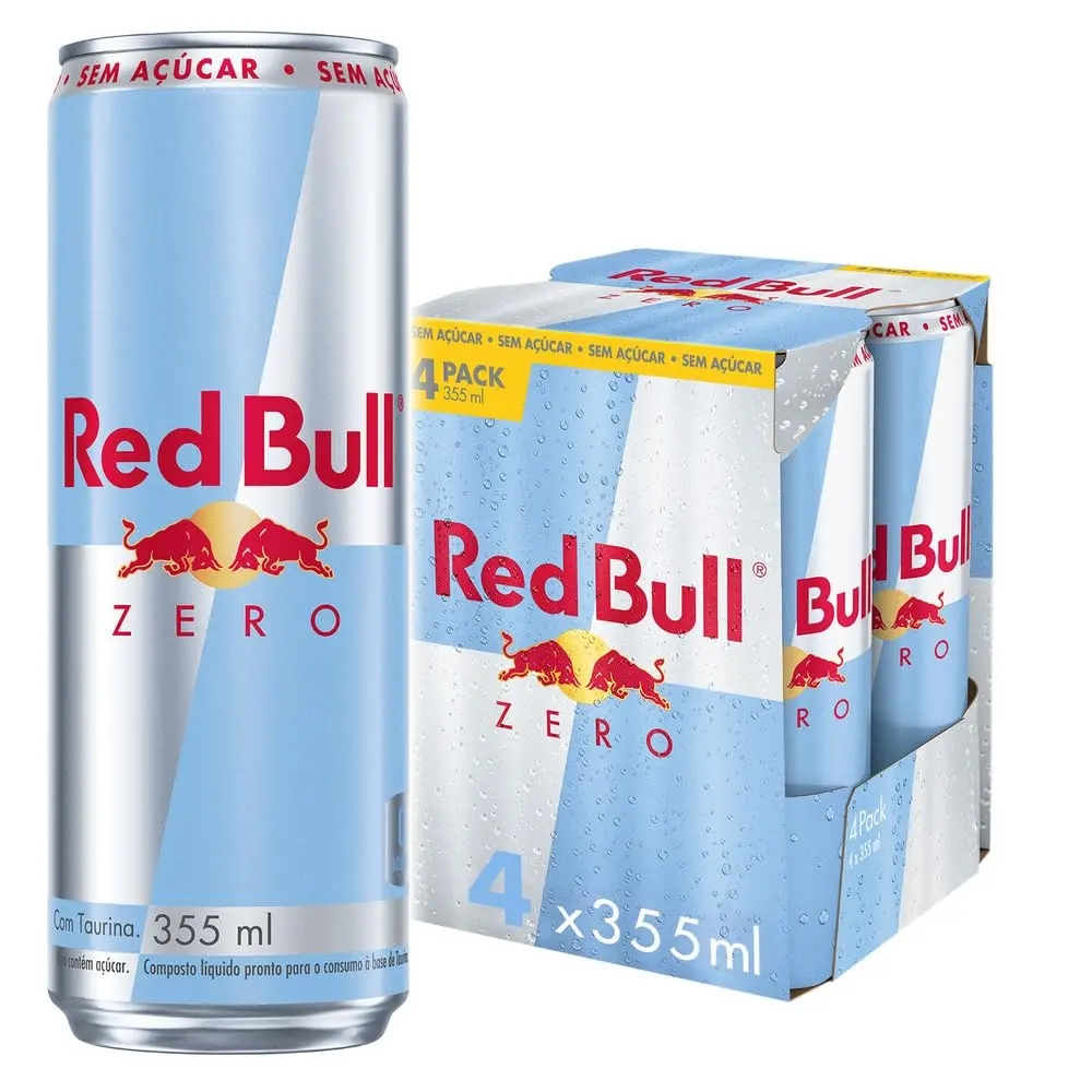 Red Bull Energético, Zero, Sem Açúcar, 355ml, 4 latas - 1