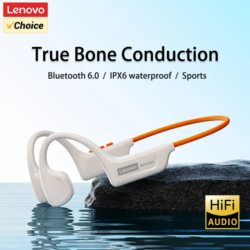 Fones de Ouvido Esportivos Sem Fio Lenovo S102 com Condução Óssea, IPX6 à Prova d'Água, para Ciclismo e Fitness, Bluetooth V6.0 - 1
