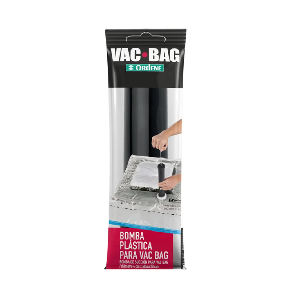 Ordene - Bomba Plástica Manual, Cor Preta, Linha Vac Bag