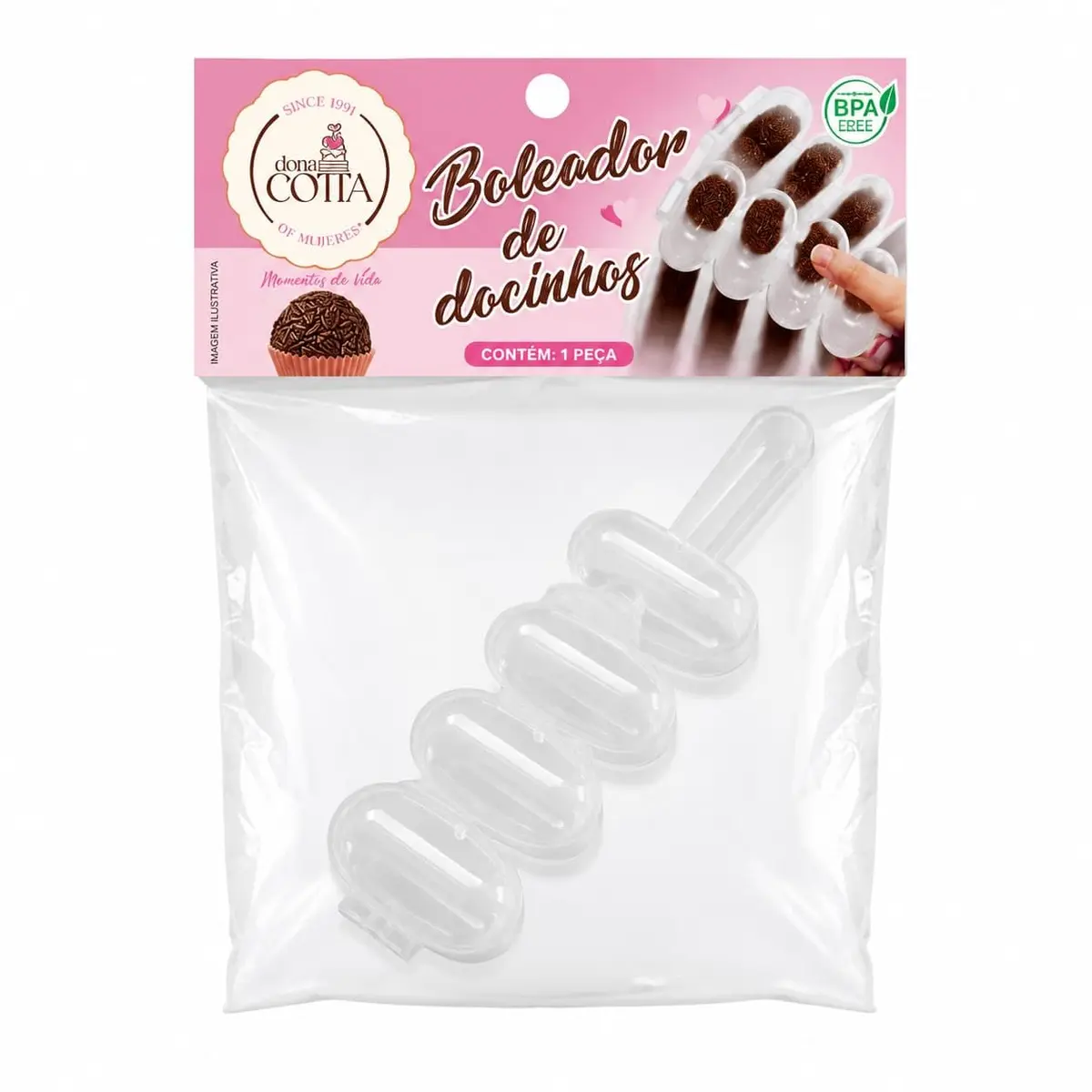 Boleador De Docinhos Brigadeiro Beijinho 4 Berços Porção De Até 16g | Livre de BPA, Plástico Transparente, Formato Oval, Uso Culinário, 1 Peça - 1
