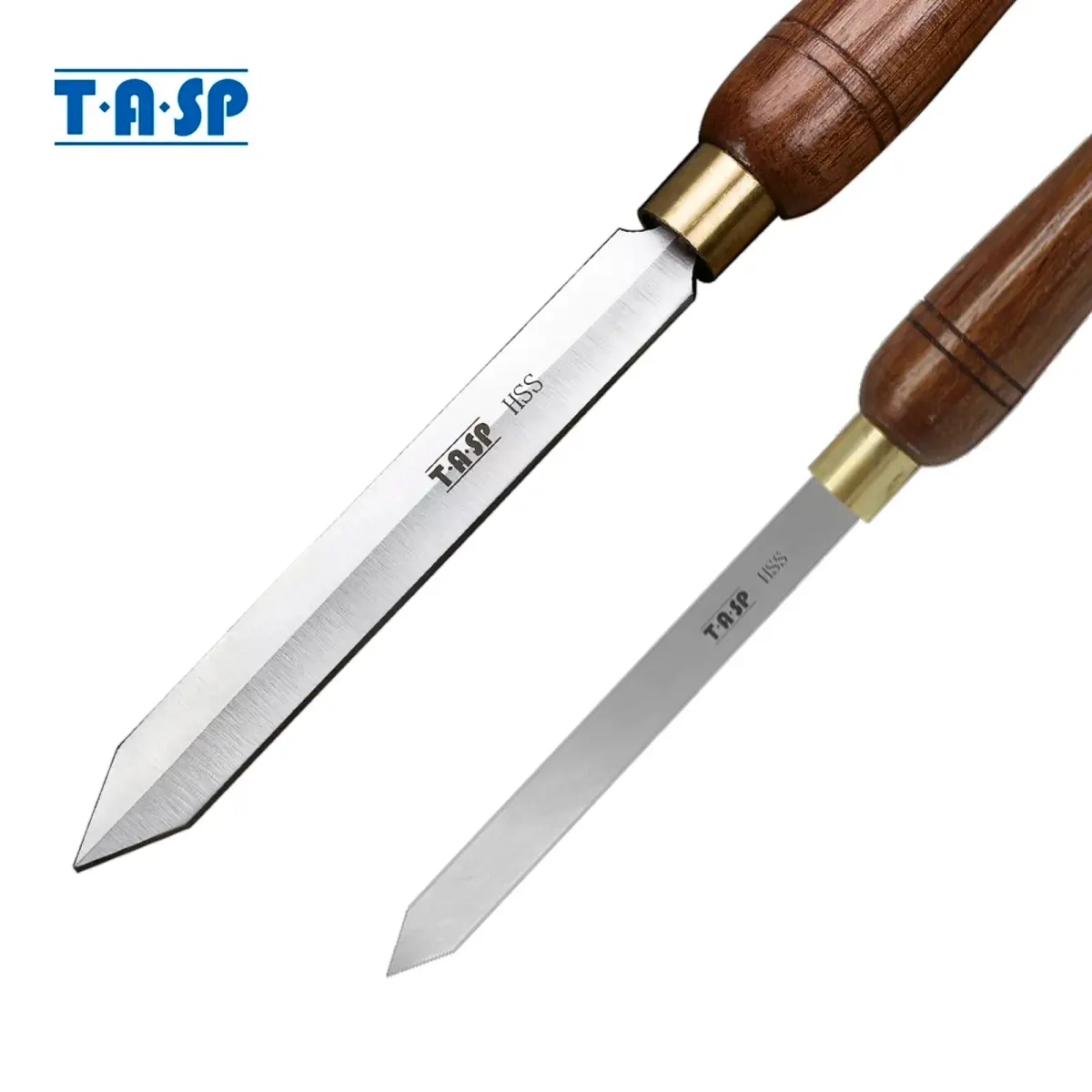 Ferramenta de Torneamento de Madeira TASP HSS, Formões para Torneamento de Madeira com Cabo de Nogueira, Formato de Lâmina Padrão e Diamante