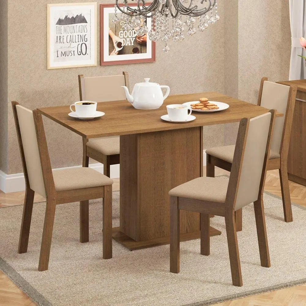 Conjunto Sala de Jantar Madesa Talita Mesa Tampo de Madeira 4 Cadeiras - 1