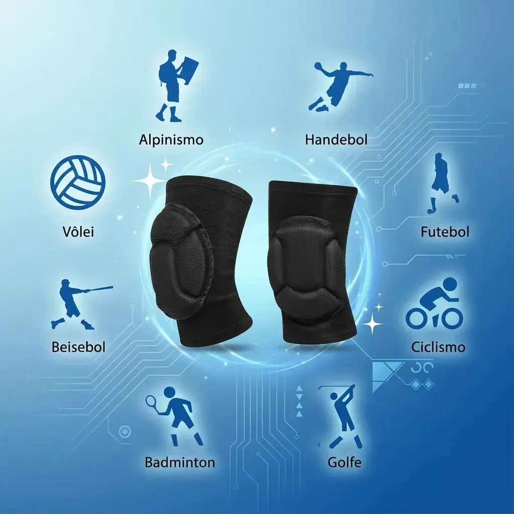 Joelheira Esportiva E Manguito Kit Vôlei Cor Preto Tamanho G thumbnail 2