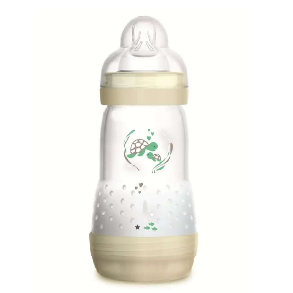 MAM Baby 1 Mamadeira Easy Start 260ml Anticólica e Menos Bolhas de Ar, para Crianças 2+ Meses Autoesterilizável e com Bico de Silicone Skinsoft, Neutra