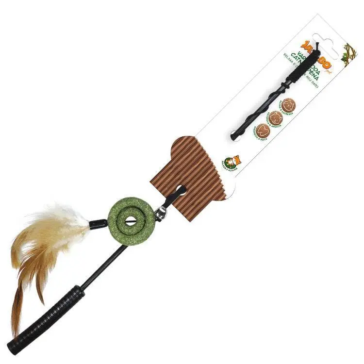JAMBO PET Varinha Roda Catnip com Pena, para Gatos, Distração Saudável, Cordinha Esticável, Reduz Estresse,Promove Diversão
