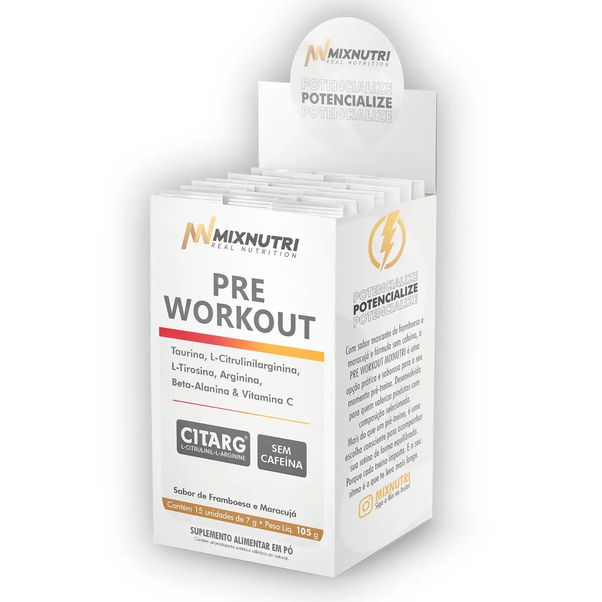 PRE TREINO MIXNUTRI - FRAMBOESA E MARACUJÁ 15X7G
