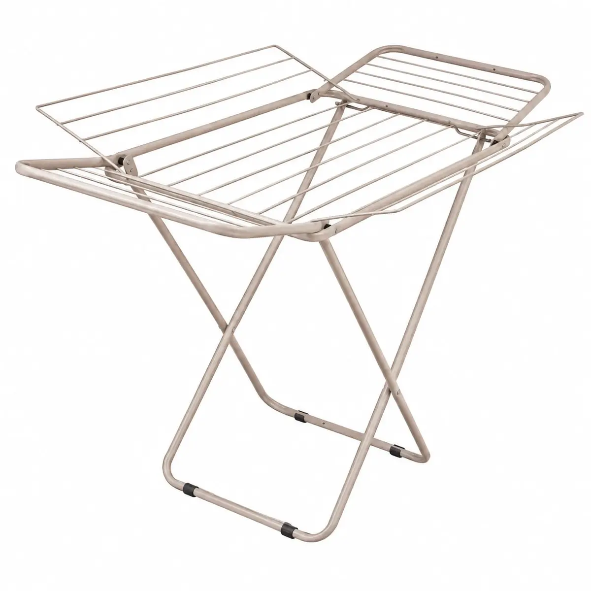 Varal de Chão Dobrável 4 Abas em Aço, Compacto, Capacidade 20 kg (Bege) | Varal de chão de aço com 4 abas