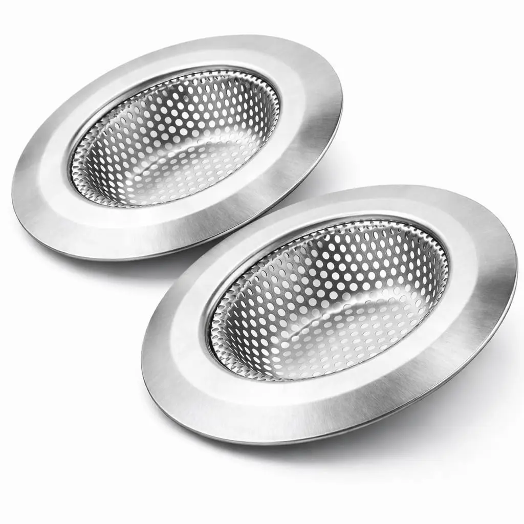 Ralo de Pia Inox Premium, 5,5cm, Antientupimento, Design Moderno, Fácil Limpeza, 2 Unidades