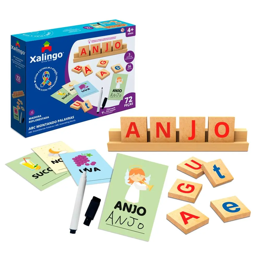 Jogo ABC Montando Palavras UU 72 peças Xalingo - 1