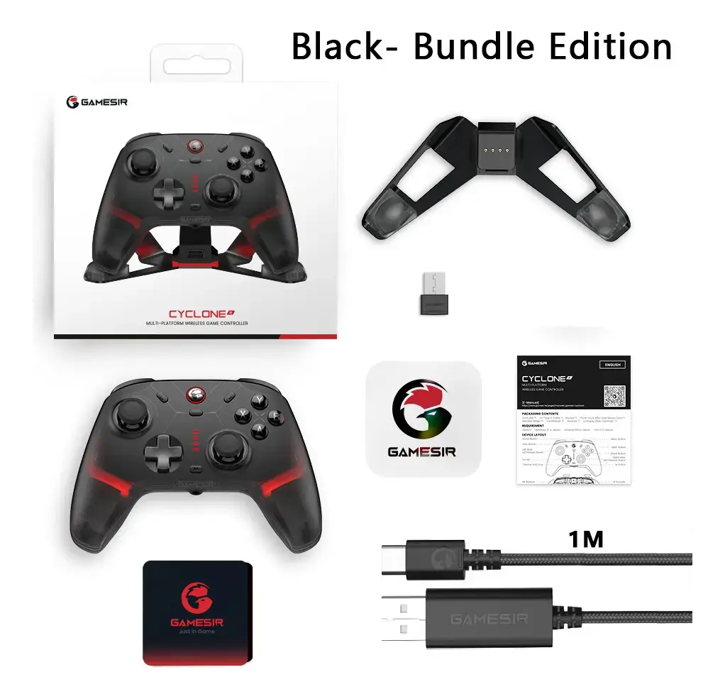 Controle Joystick Sem Fio Gamesir Cyclone 2 Bundle Preto Preto thumbnail 6