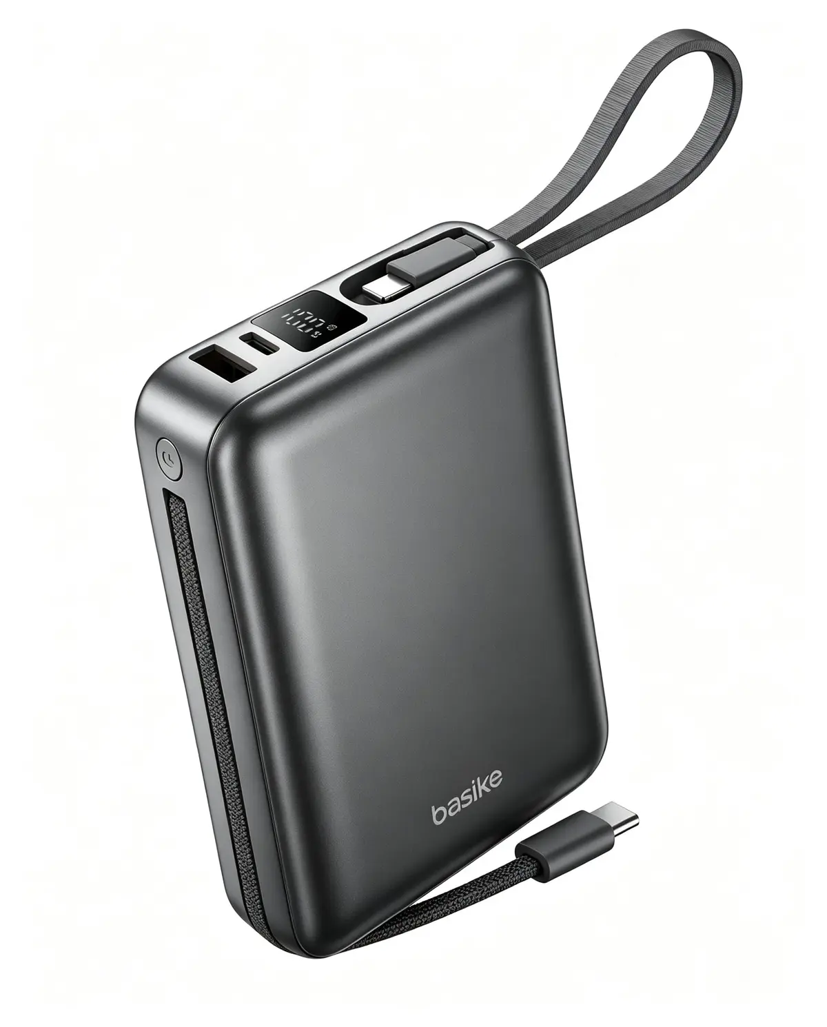Basike Carregador Portátil, Power Bank 20000mAh com Cabos Integrados(Cinza) | Carregamento Rápido 22.5W(MAX), Compacto, Led Indicador de Bateria para iPhone/Samsung/Huawei/Xiaomi
