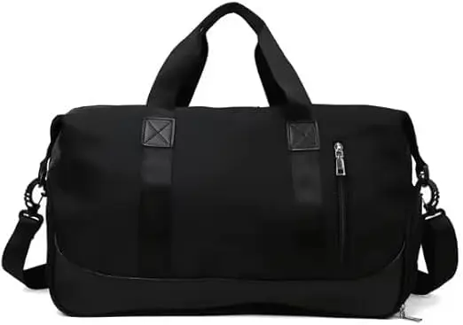 Bolsa Esportiva Unissex para Academia e Viagem, Material Emborrachado, Resistente à Água, 2 Compartimentos (PRETO)